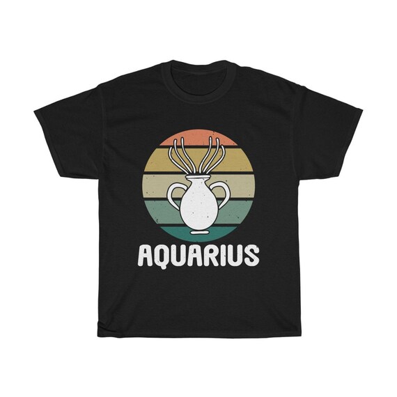 Aquarius, 100% Cotton T-shirt, Water Jug, Retro Vintage Style, Zodiac Sign, Astrology Gift