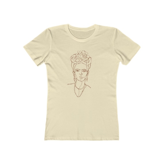 Frida Kahlo Women's Boyfriend Tee, Line Art Illustration