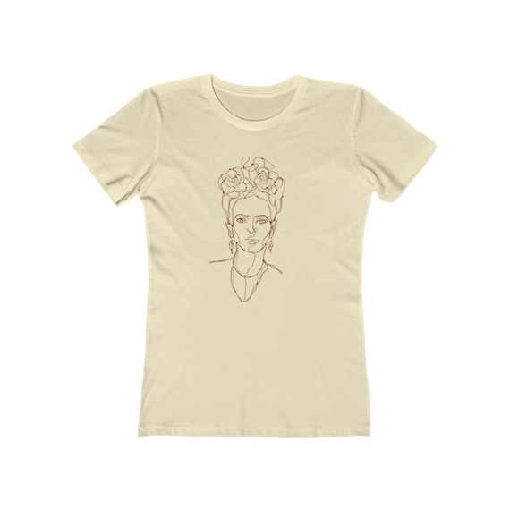 Frida Kahlo Women's Boyfriend Tee, Line Art Illustration