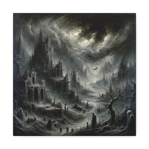 Das Tal der Schatten des Todes, Leinwanddruck, dunkle Wandkunst, Psalm 23, Religion, Glaube, Gotik, Bibel, spirituell, Angst, christlich