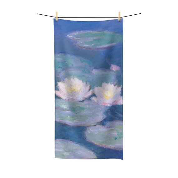 Water Lilies, Bath Towel, Vintage Painting, Monet,Circa 1880