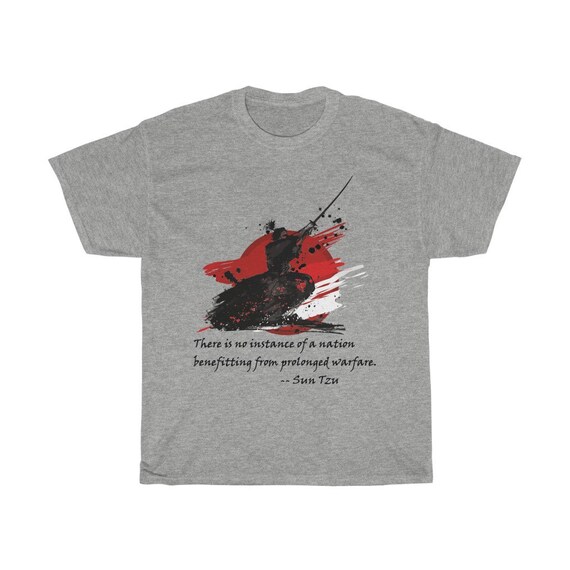 Samurai T-shirt, Vintage Retro Design, Sun Tzu Quote, Anti-war, Activism