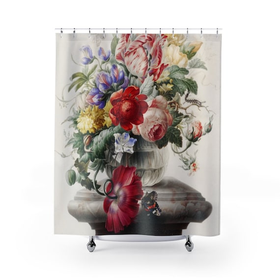 Flowers In A Vase On A Pedestal Shower Curtain, Early 18th Century Still Life