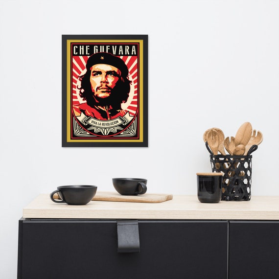 Che Guevara Viva La Revolucion gerahmt Giclée Poster, schwarze Holzrahmen,  Acryl-Abdeckung, Revolution, Linker, marxistisch, sozialistisch, Aktivismus  - .de