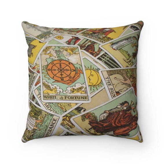 Tarot Card v1 Square Pillow, Major & Minor Arcana From A Vintage Rider-Waite Deck