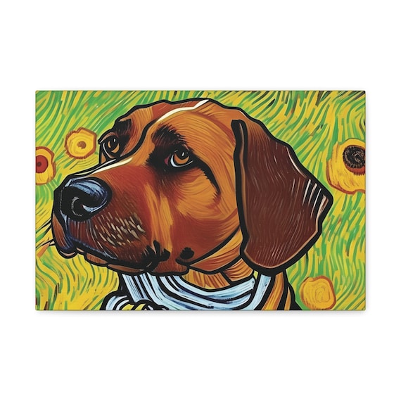 Vincent's Brown Dog, Canvas Print, Reminiscent Of Vincent Van Gogh, Soulful, Introspection, Companion, Dog Lover, Good Girl