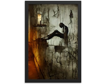Profound Sorrow, 12" x 18" Framed Giclée Poster, Black Wood Frame, Acrylic Cover, Loss, Depression, Faith