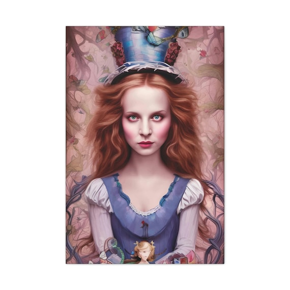 Alice As The Mad Hatter, 24"x36" Canvas Print, Fantasy, Alice In Wonderland