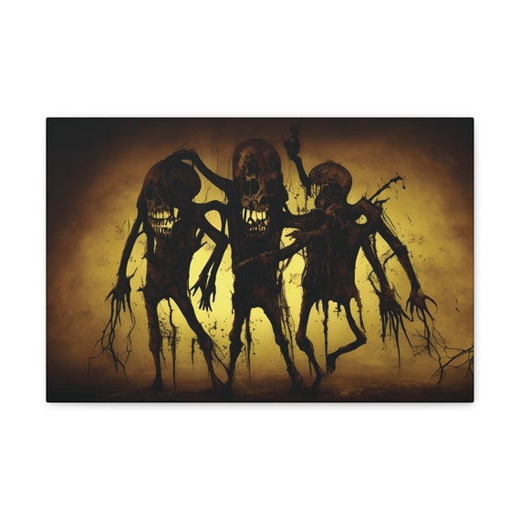 Bros, Canvas Print, Skeletons, Undead, Demons, Best Buddies, Three Amigos, Fraternity, Supernatural, Horror, Scary