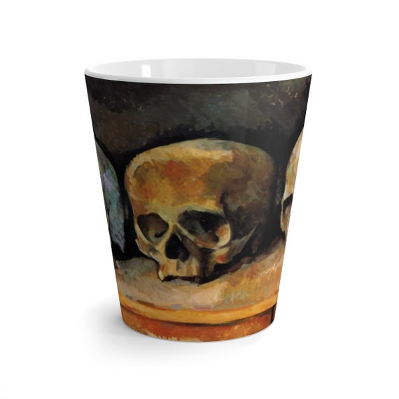 The Three Skulls, 12oz Latte Mug, Halloween. Vintage Painting, Cezanne, 1900, Coffee, Tea