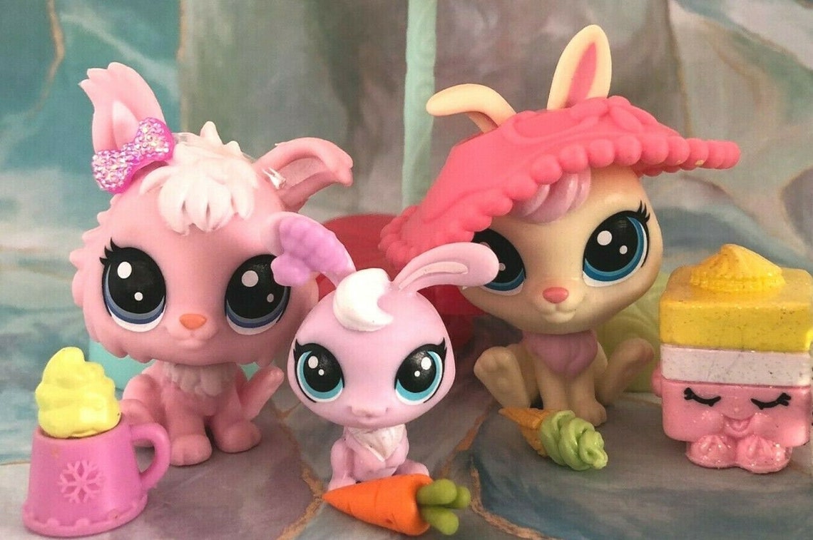 Littlest Pet Shop Cutest Pink and Cream Bunny Rabbit Friends Etsy