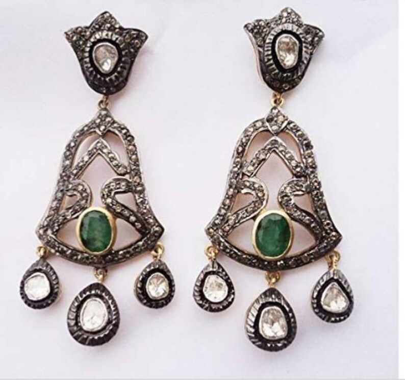 Diamond Rose Handmade Jade Earrings