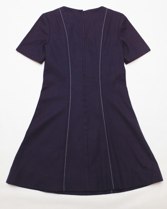 Mod navy blue dress with white accent stitching a… - image 4