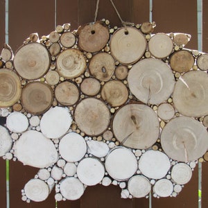 Handmade Wooden Mosaic Large Hedgehog Wall Art with a Birch Wood Backer