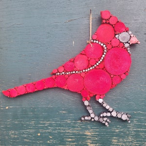 Cardinal Wooden Mosaic Wall Art with Birch Wood Backer