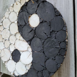 Ying Yang Wooden Mosaic Wall Art with a Birch Wood Backer image 5