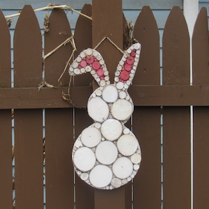 Handmade Wooden Mosaic Large Bunny Rabbit.