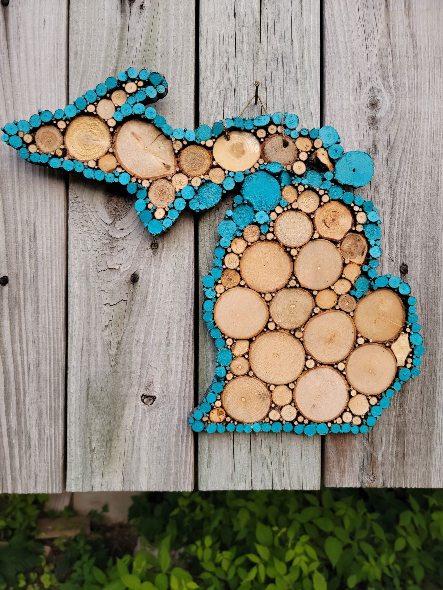 State of Michigan Wooden Mosaic Wall Art Featuring a Birch | Etsy