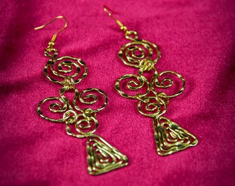 Greek Earrings Kay Motif Gold Plated Handmade