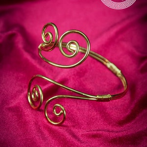 Upper Arm Greek Bracelet Key Motif Gold Plated Handmade
