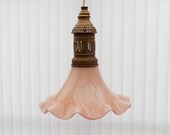 Frosted Glass Hanging Lamp Design with Brass, Jugendstil, 1960s. mid century lighting