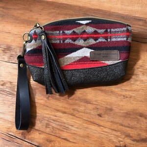Aztec Wool Wristlet, Clutch Wallet, Oregon Wool