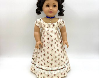 Rose and Lace Regency Dress and Heart Choker for 18" Doll