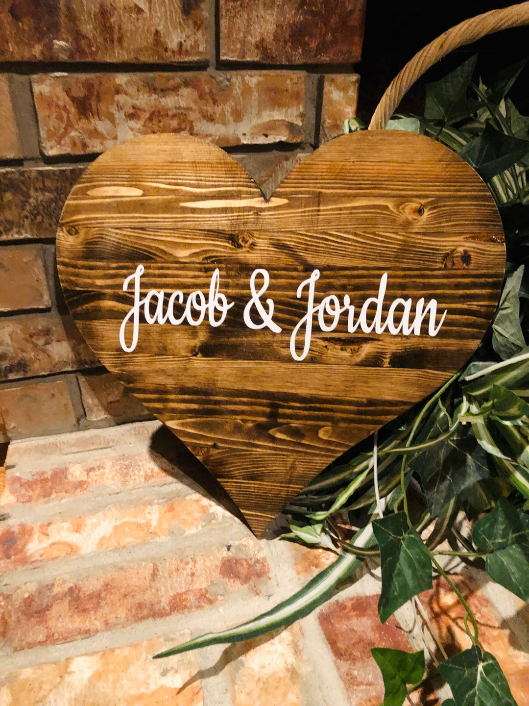 Personalized Wood Heart Sign Name Sign Wedding Gift Housewarming Gift