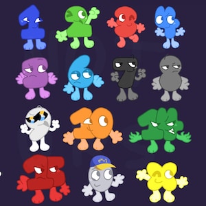 May include: A sheet of "Algebraien Stickers" featuring cartoon numbers with arms and legs in various colors. The numbers include blue 1, green 2, red 3, blue 4, purple 5, blue 6, black 7, gray 8, white 9, orange 20, green 4, red 25, gray with a hat, and yellow X.