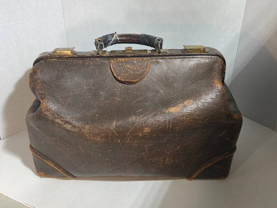 antique leather doctors bag