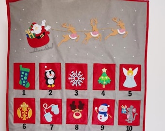 Mönster för julkalender i PDF-format - Filt - Symönster för nedräkningsprydnad för små presenter, dekorativ julprydnad handgjord