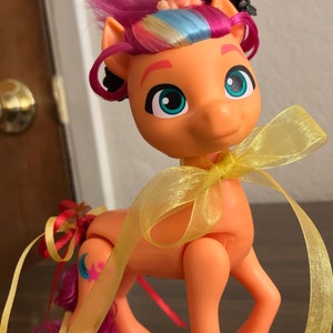 My Little Pony SUNNY STARSCOUT Rainbow Celebration 5.5 Inch Doll - G5, A New Generation, Ring, Star Charm, LPS Puppy Friend, New