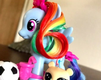 RETIRED My Little Pony RAINBOW DASH FiM - 3", G4, Littlest Pet Shop Bear, Headband, Drink, Clip