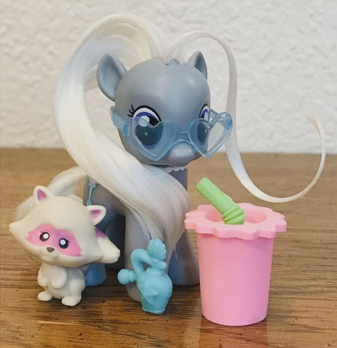 Vintage My Little Pony SILVER SPOON with Replacement Blue Heart Glasses - Hard to Find, Rare, Refurbished