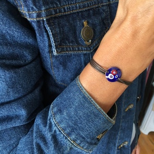 JEWELRY Enamel Jewelry Bracelet Enameled on Copper Evil Eye Copper Enameled Bracelet For Women Enamel Bracelet Charms