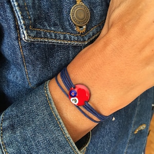 JEWELRY Handmade Bracelet Enameled on  Copper Evil Eye Copper Enameled Bracelets For Women Enamel Bracelet Charms