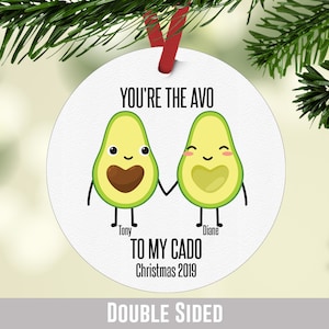 Personalized Couple Christmas Ornament, Christmas Married Ornament, Avocado Christmas Tree Ornament, Ornament Keepsake and Gift
