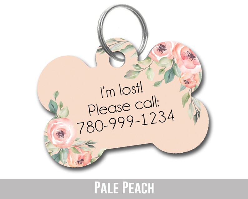 Floral Dog Tag Double Sided Peach and Pink Flowers Dog Tag Etsy