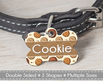 Double Sided Dog Tag Personalized, Cookie Dog Pet ID Tag, Cat ID Tag, Cookie Dog Tag for Dog, Blue Dog Tag, Cookie Tag for Puppy Collar