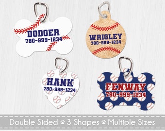 Personalized Baseball Pet ID Tag, Double Sided Aluminum Dog Tag