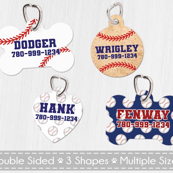 Baseball Pet ID Tag, Double Sided Dog Tag for Dog, Custom Pet Tag, Baseball ID Tag, Baseball Dog Tag, Personalized Softball Pet Tag