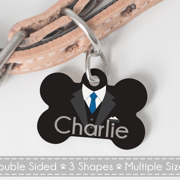 Tuxedo dog tag for dog, Dog ID Tag, Pet ID Tag, Wedding Pet Tag, Small Dog Tag, Boy Dog Tag, Personalized Cat ID Tag, Dog Tag For Dogs