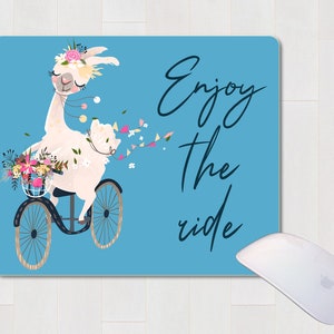 Llama Mouse Pad, Enjoy the Ride Llama Bike Mousepad, Life is a Beautiful Ride Llama Office Décor, Desk/Computer Accessory, Office Gift