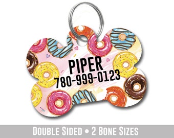 Donut Pet ID Tag, Double Sided Personalized Cat & Dog Tag