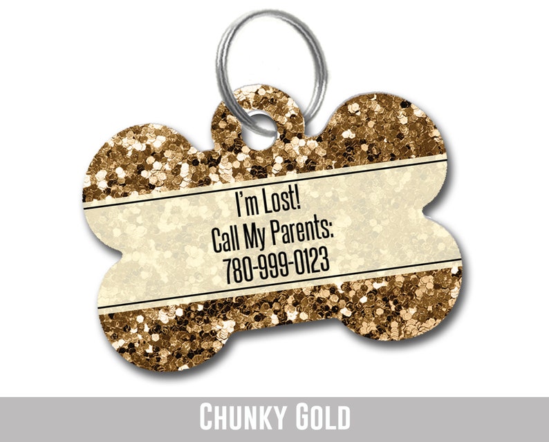 Rose Gold Faux Glitter Dog Tag for Dogs Double Sided Faux Etsy