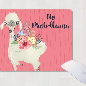 Llama Mouse Pad, Llama Mousepad, Llama with flowers mouse mat, Office Décor, Desk Accessories, Computer Accessory, Office Gift