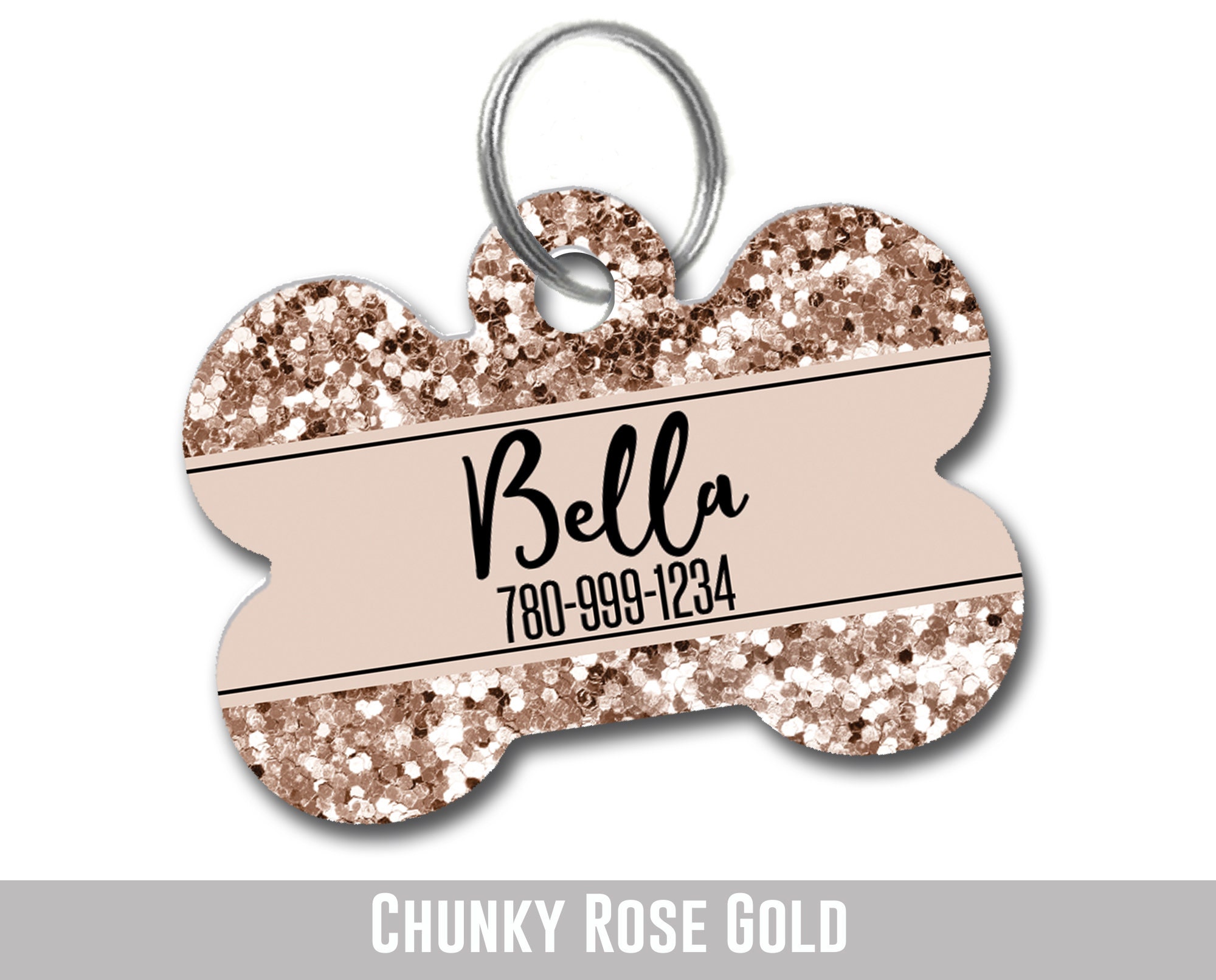 Rose Gold Faux Glitter Dog Tag for Dogs Double sided faux Etsy