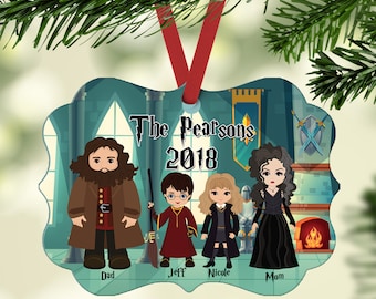Personalized Wizard Family Ornament, Custom Christmas Keepsake