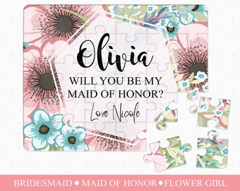 Bridesmaid puzzle; Flowergirl proposal gift; Maid of Honor proposal puzzle; Will you be my bridesmaid puzzle; Wedding party proposal