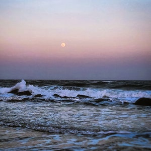 Ocean - Moon - Waves - Sunset - Beach